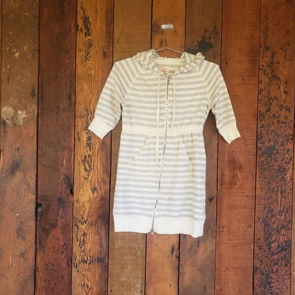 Intimately Free People Hoodie Full Zip Sweater Grey White Striped - Picture 1 of 12